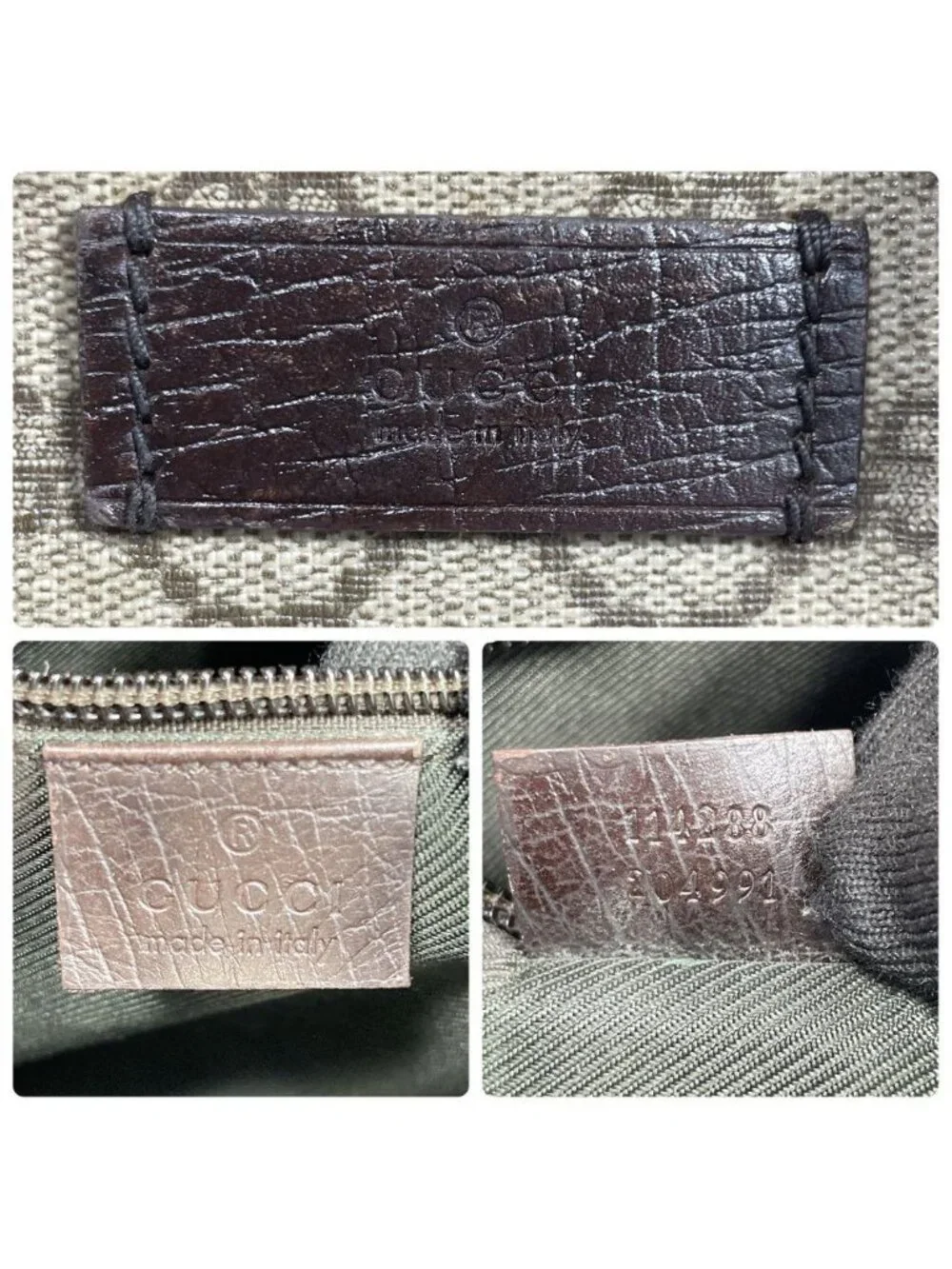 Gucci GG Tote Bag Brown Beige Leather Logo